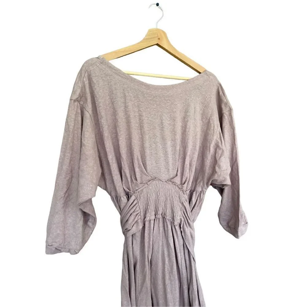 Free People Women's Gray Purple Dropped Shoulder A-Line Tiered Dress Size S NWOT
